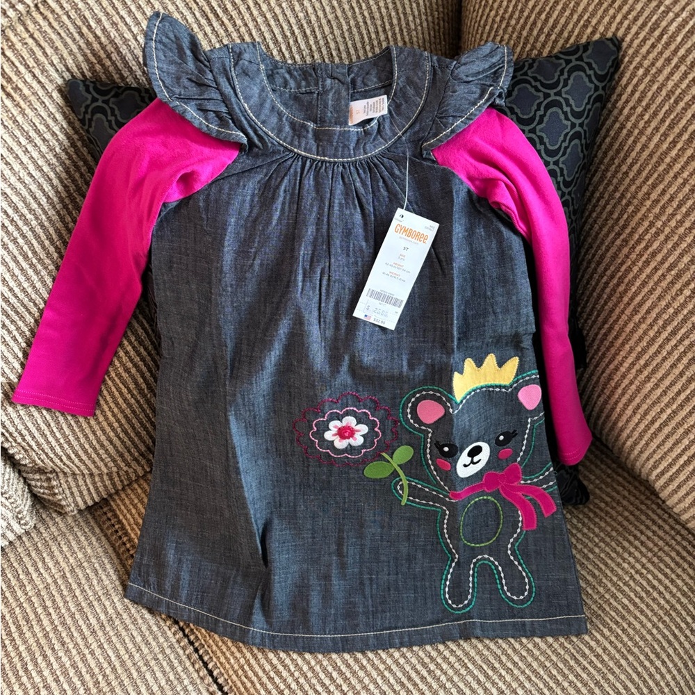 Gymboree Denim-Style Dress with Tan Topstitching